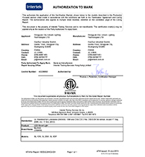 LED Street Light ETL Certificate